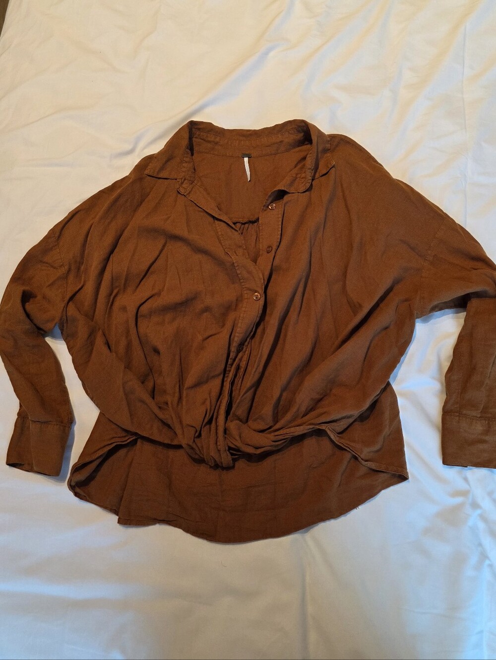 YFB Womens Brown Button-Front Long Sleeve Top